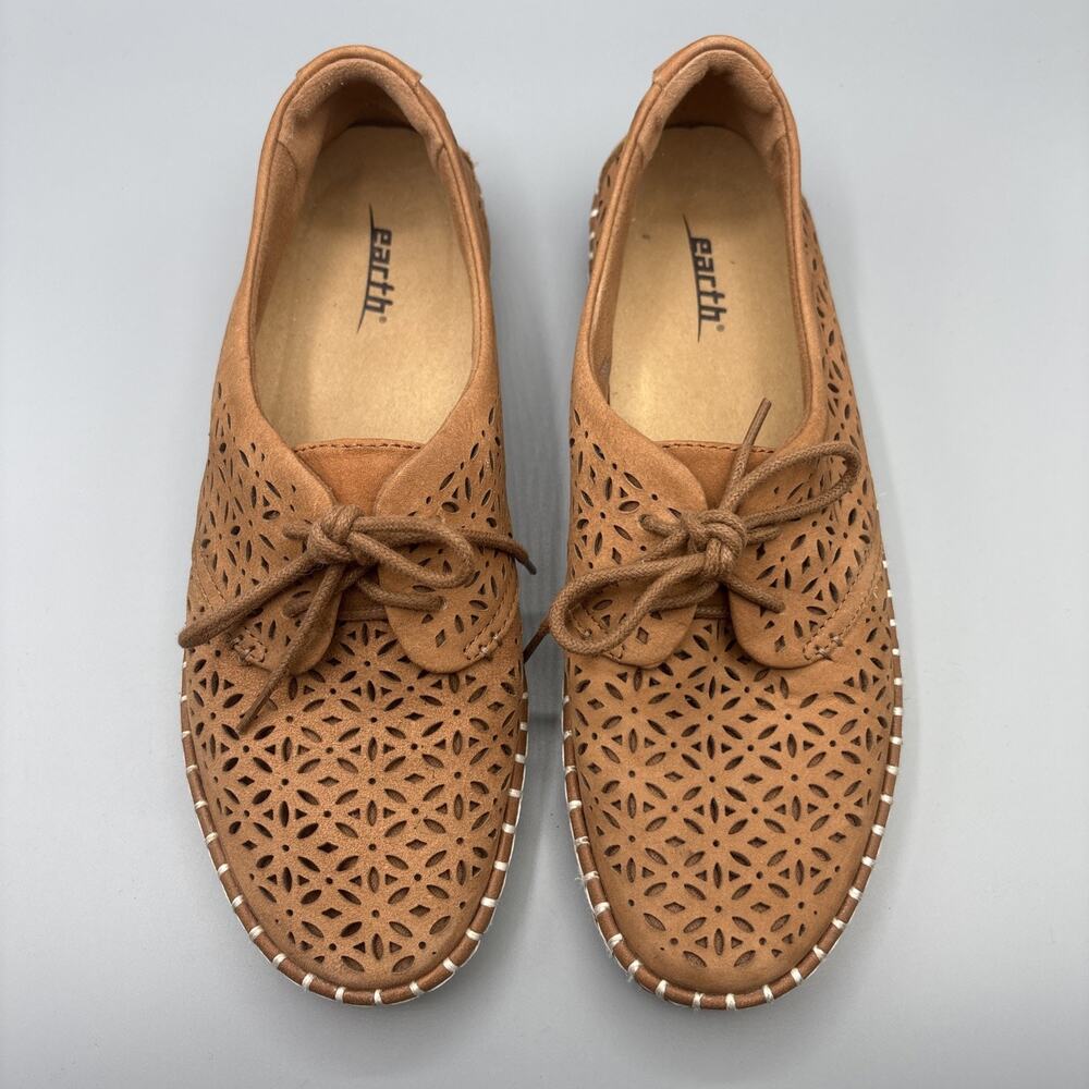 Earth Lace Up Pax Shoe Size 9 Brown Leather Perforated Oxford Butter Mom Comfort